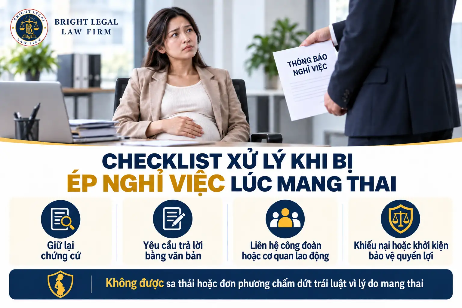 Checklist xử lý khi bị ép nghỉ việc lúc mang thai