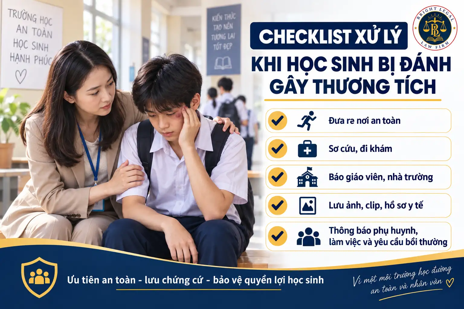 Checklist xử lý khi học sinh bị đánh gây thương tích