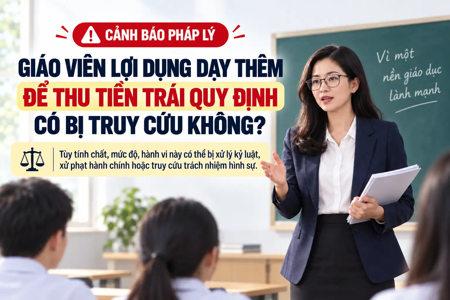 Giáo viên lợi dụng dạy thêm để thu tiền trái quy định có bị truy cứu không