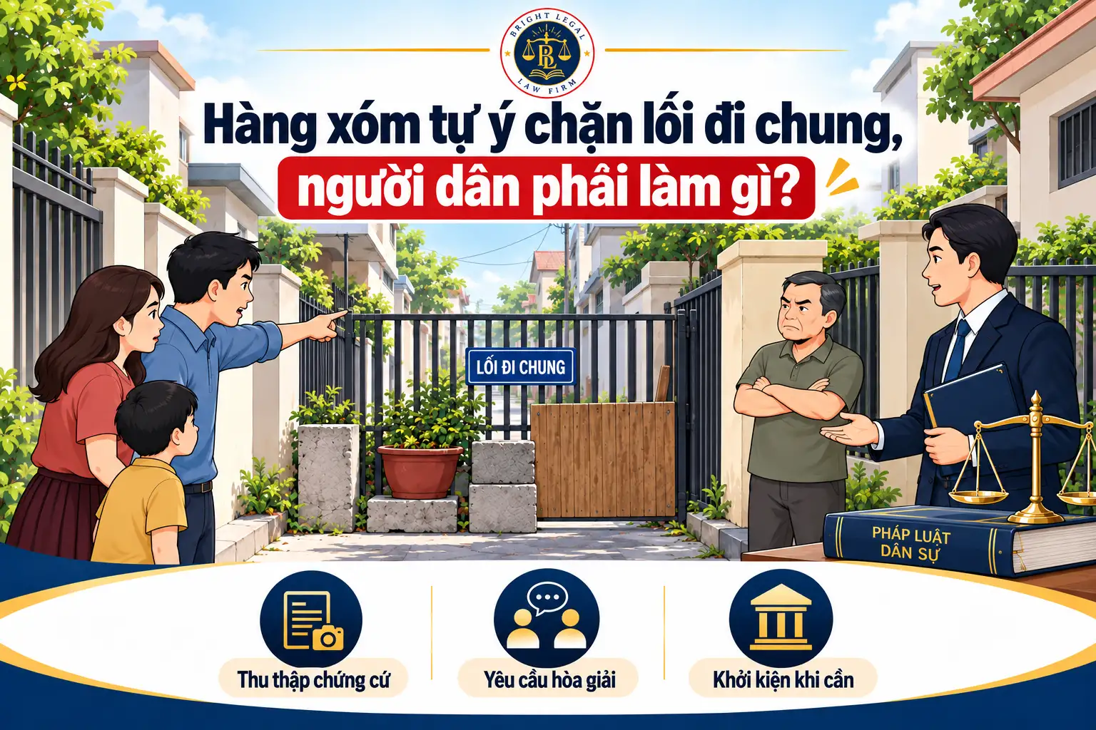 Hàng xóm tự ý chặn lối đi chung người dân phải làm gì
