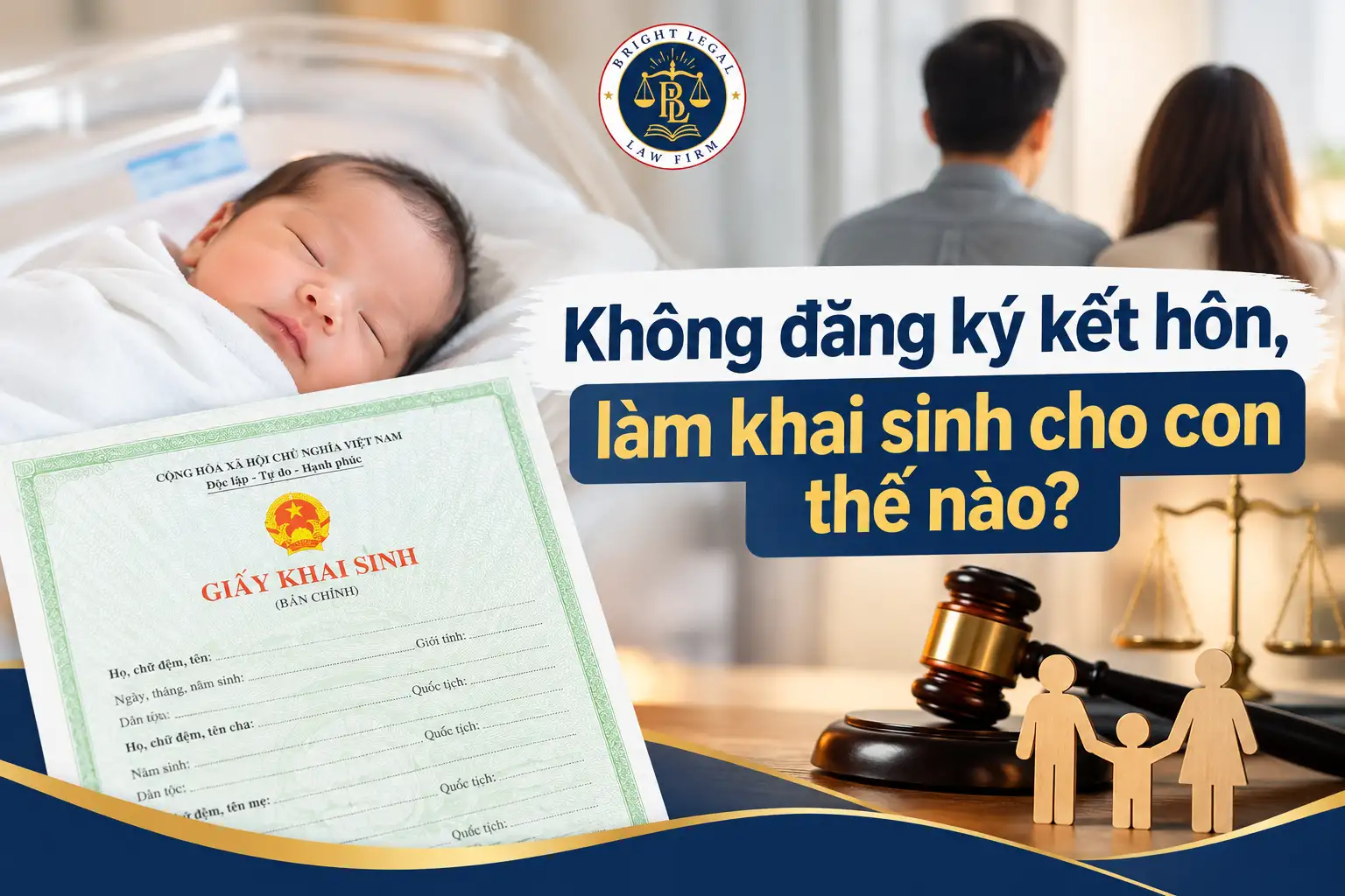 Không đăng ký kết hôn, làm khai sinh cho con thế nào?