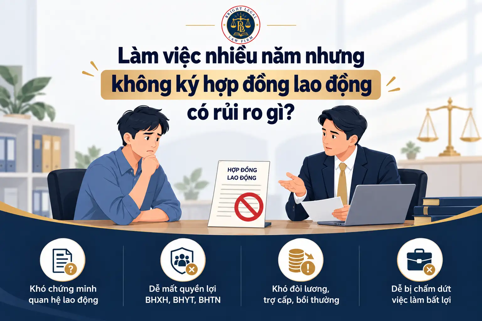 Làm việc nhiều năm nhưng không ký hợp đồng lao động có rủi ro gì