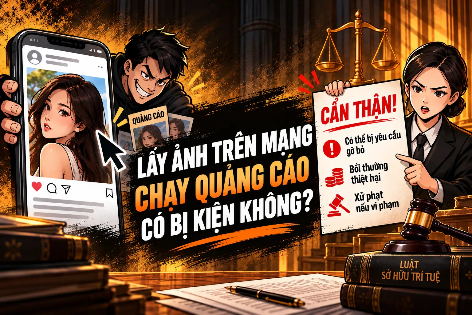 Lấy ảnh trên mạng để chạy quảng cáo có bị kiện không